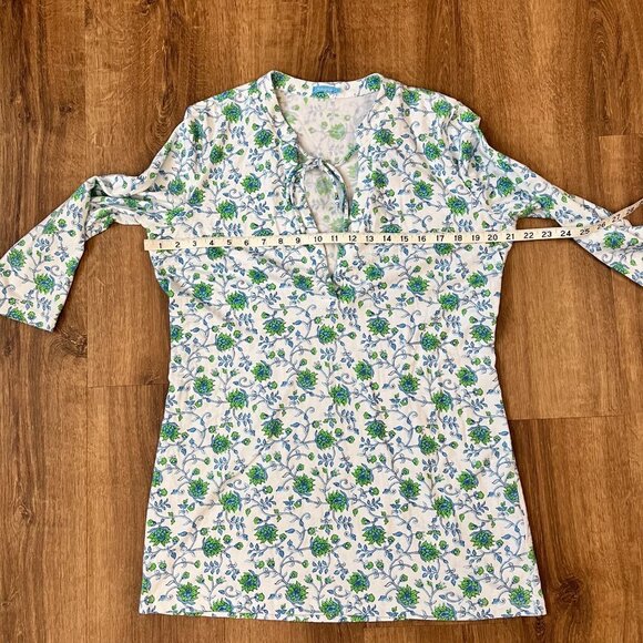 J. Mclaughlin Floral Print White Cotton Cover up Sz L - Picture 8 of 8